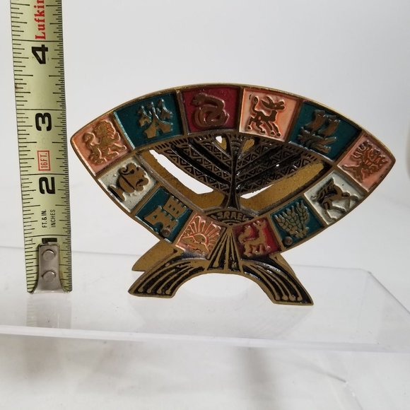 Brass Jewish Judaic Holder Paper Letter Foil Napkin 12 Tribes Israel Shabbot 4x6 - Picture 9 of 11